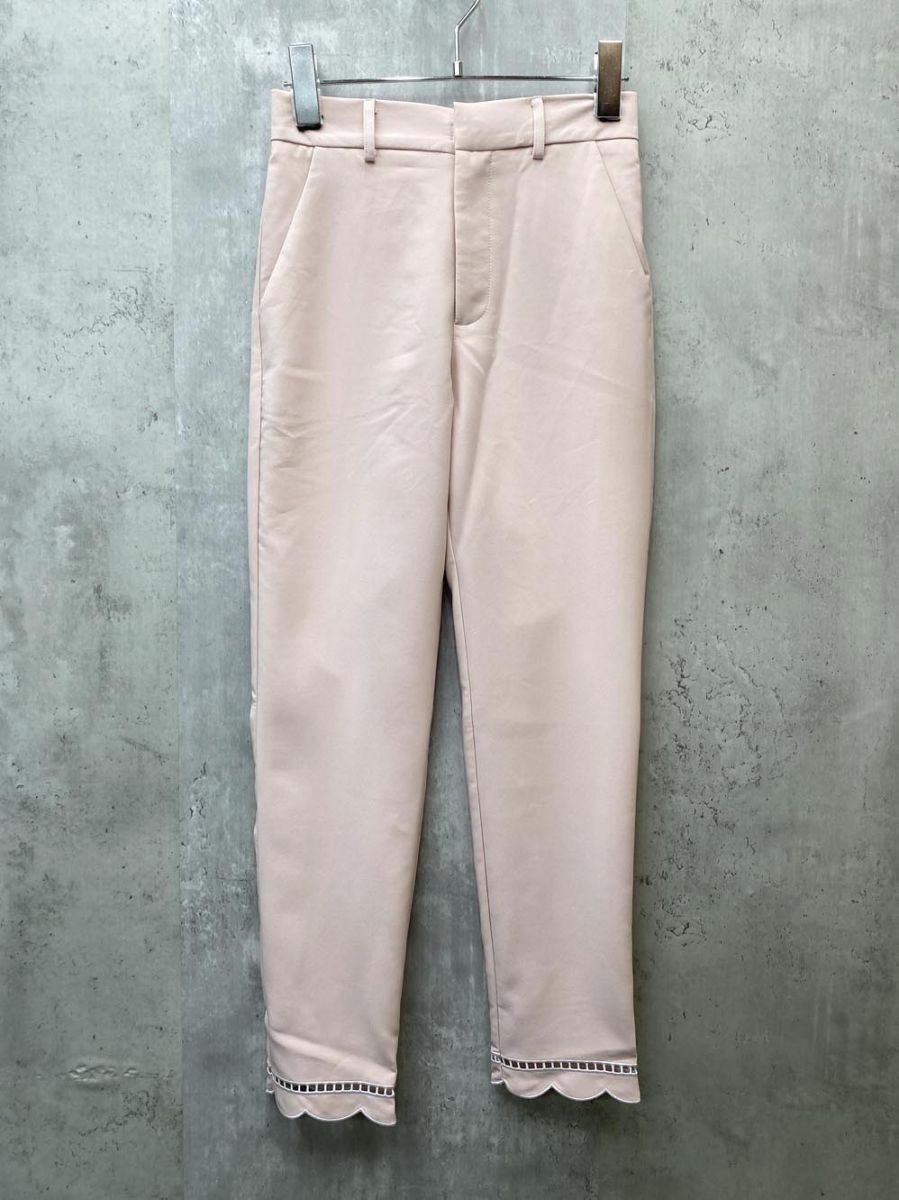 新品 Fit More フィットモア はしごスカラップ テーパード パンツ シンプル カジュアル オフィス sizeS/ピンク ■◇◎レディース