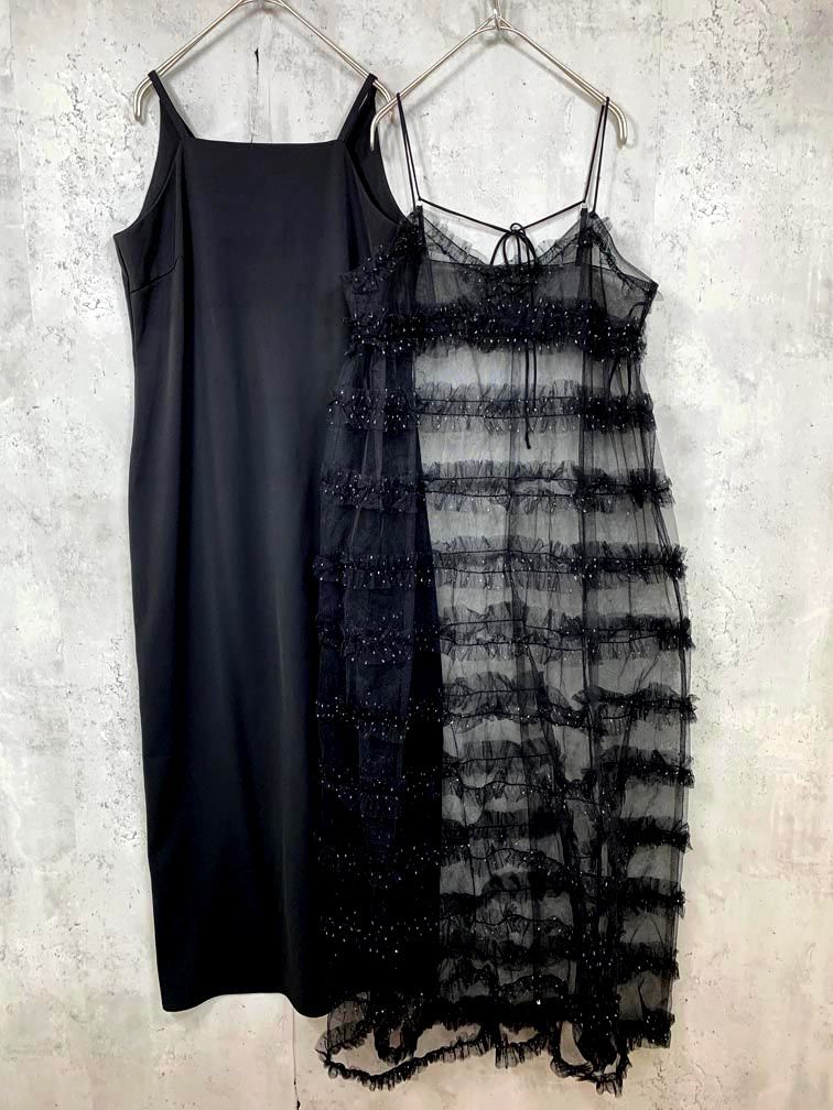 美品 ANDRESD アンドレスド frill line girly dress/フリルラインガーリードレス ワンピース sizeL/黒 ■◆◎レディース