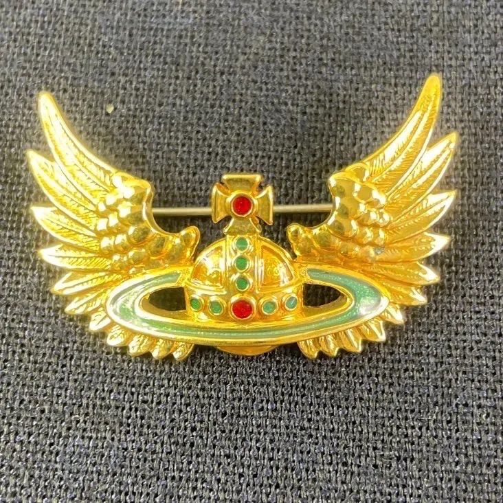Vivienne Westwood Wing Orb Brooch Silver Used Jewelry Collectible