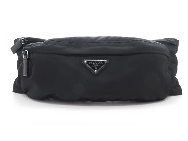 PRADA プラダ バッグ ウエストバッグ ブラック ナイロン/サフィアーノ ﾊﾞｯｸﾞ ボディバッグ ナイロン ブラック メンズ【中古】【437】