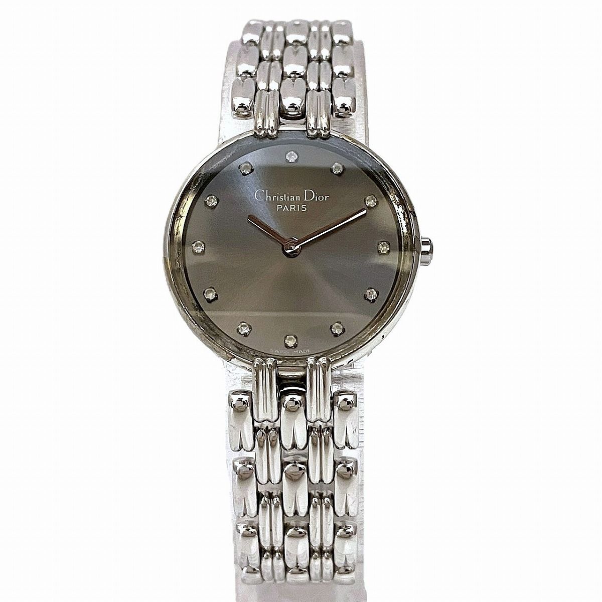 クリスチャンディオール Christian Dior バキラ 腕時計 総重量約37.8g SS SS クオーツ ガンメタ文字盤 D44-120 レディース