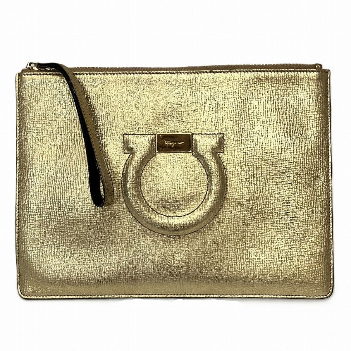 サルヴァトーレフェラガモ Salvatore Ferragamo ガンチーニ クラッチバッグ レザー KM-22 D299 ユニセックス