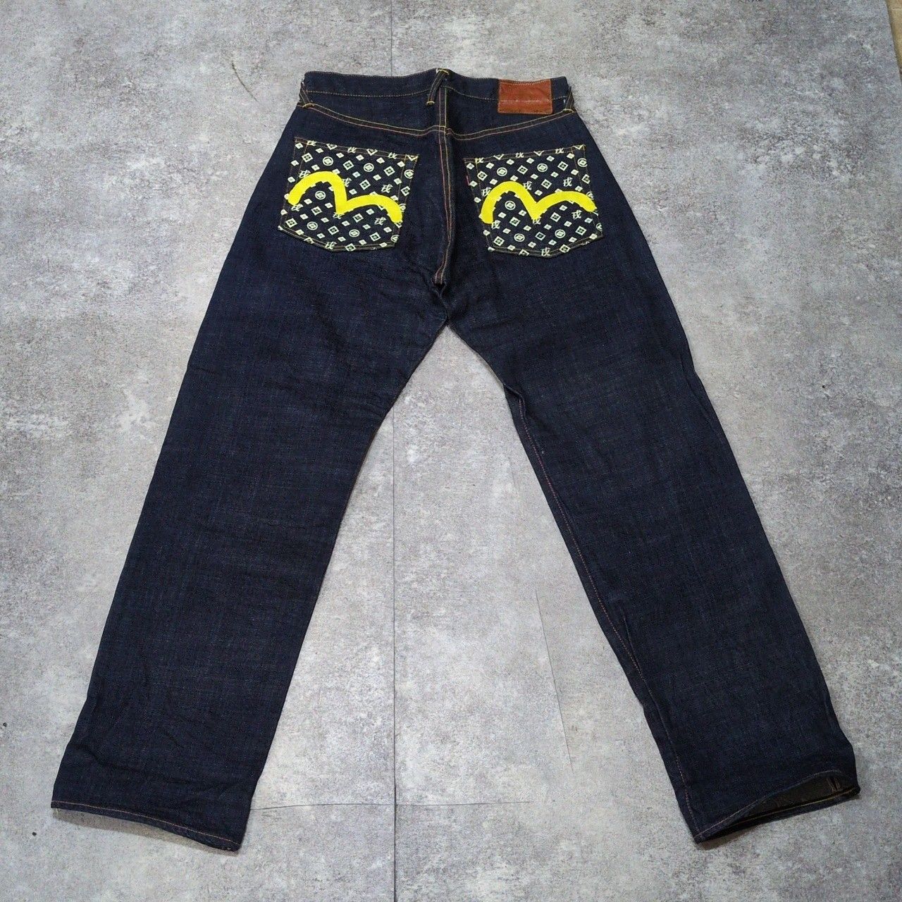 【濃紺‼️美品‼️】EVISU／Lot2001／ビックペイント／W32✕L32 EVISU エヴィス Lot2001 戎モノグラム デニムパンツ ジーンズ W32