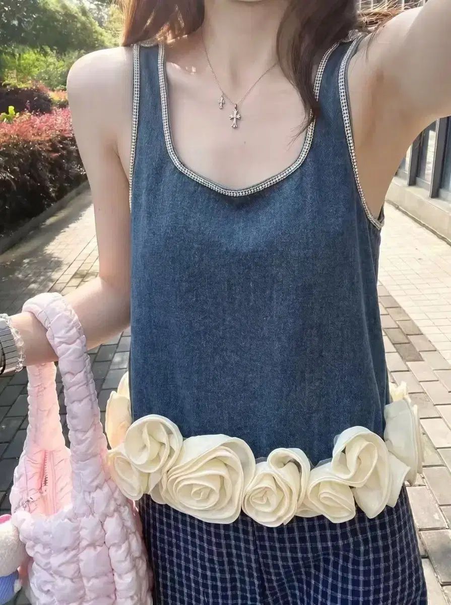デニム フラワー ビスチェ ONE PIECE