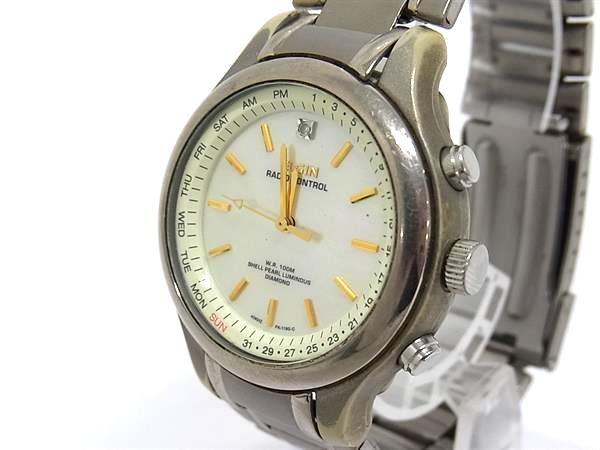 ELGIN エルジン FK-1190 チタン ソーラー電波 100M防水 腕時計 ウォッチ シルバー系 DM9571