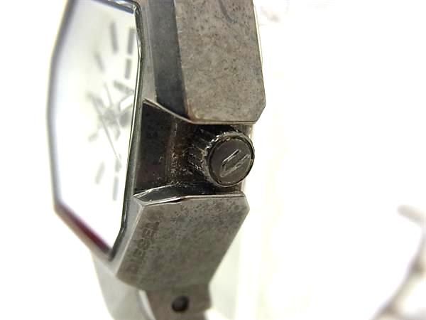 ■稼働品■ DIESEL ディーゼル DZ-5444 SS×デニム×レザー クォーツ 5気圧防水 腕時計 ウォッチ ダークシルバー系×ブルー系 DM9858