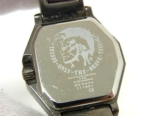 ■稼働品■ DIESEL ディーゼル DZ-5444 SS×デニム×レザー クォーツ 5気圧防水 腕時計 ウォッチ ダークシルバー系×ブルー系 DM9858