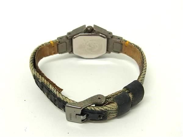 ■稼働品■ DIESEL ディーゼル DZ-5444 SS×デニム×レザー クォーツ 5気圧防水 腕時計 ウォッチ ダークシルバー系×ブルー系 DM9858