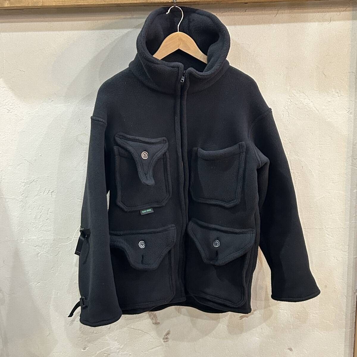 (F67) DAY ONE CAMOUFLAGE / デイワンカモフラージュ ハンティング フリースジャケット ブラック メンズ Sサイズ MADE IN USA USED