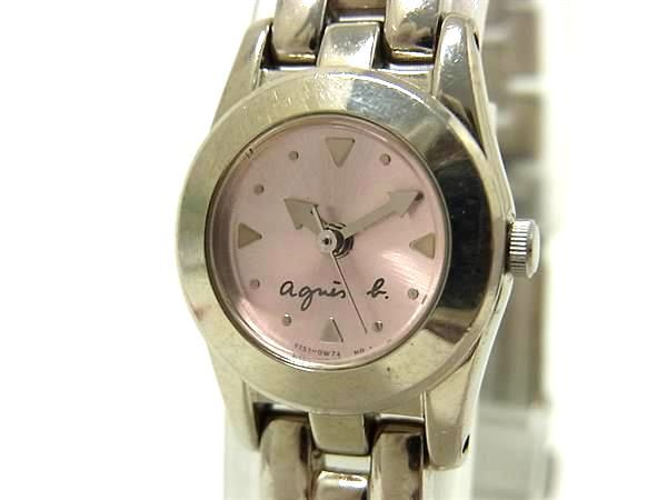 ■美品■ agnes b. アニエスベー Y151-0H30 SS クォーツ 腕時計 ウォッチ レディース シルバー系×ライトピンク系 DM9906