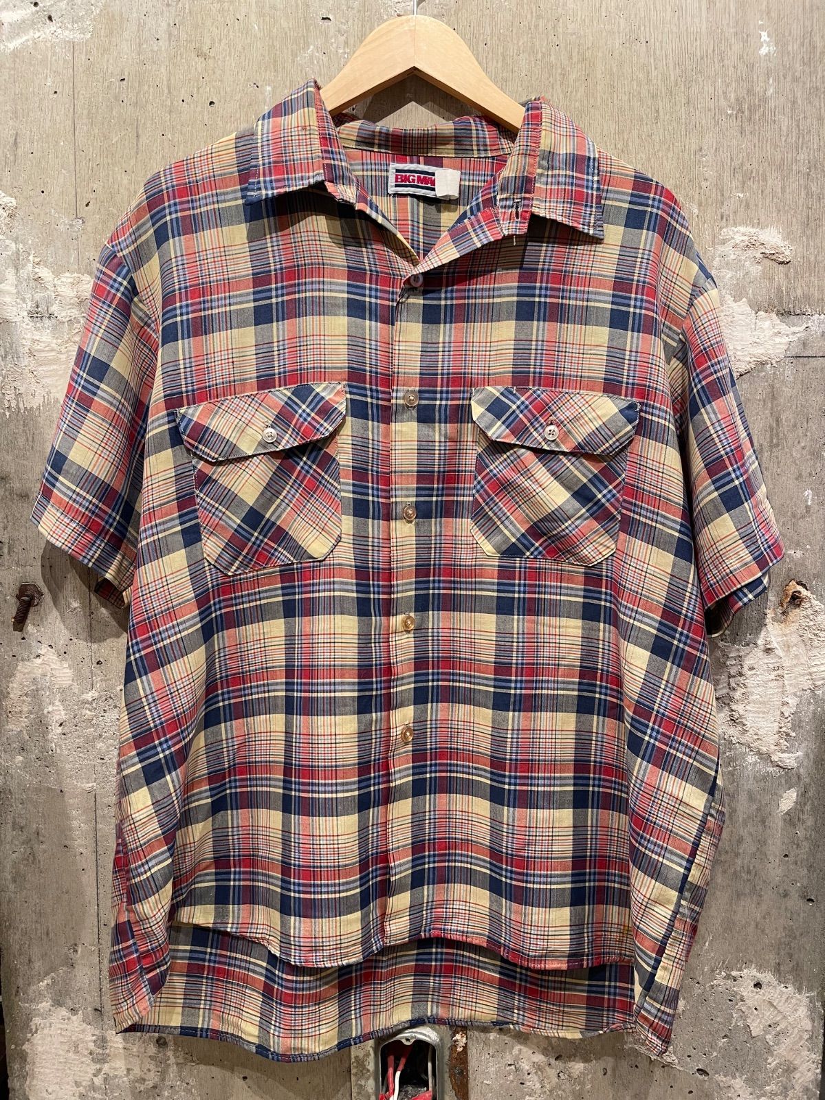 【 80’s / BIGMAC / S/S CHECK SHIRTS 】ビッグマック　半袖シャツ　半袖チェックシャツ　Lサイズ