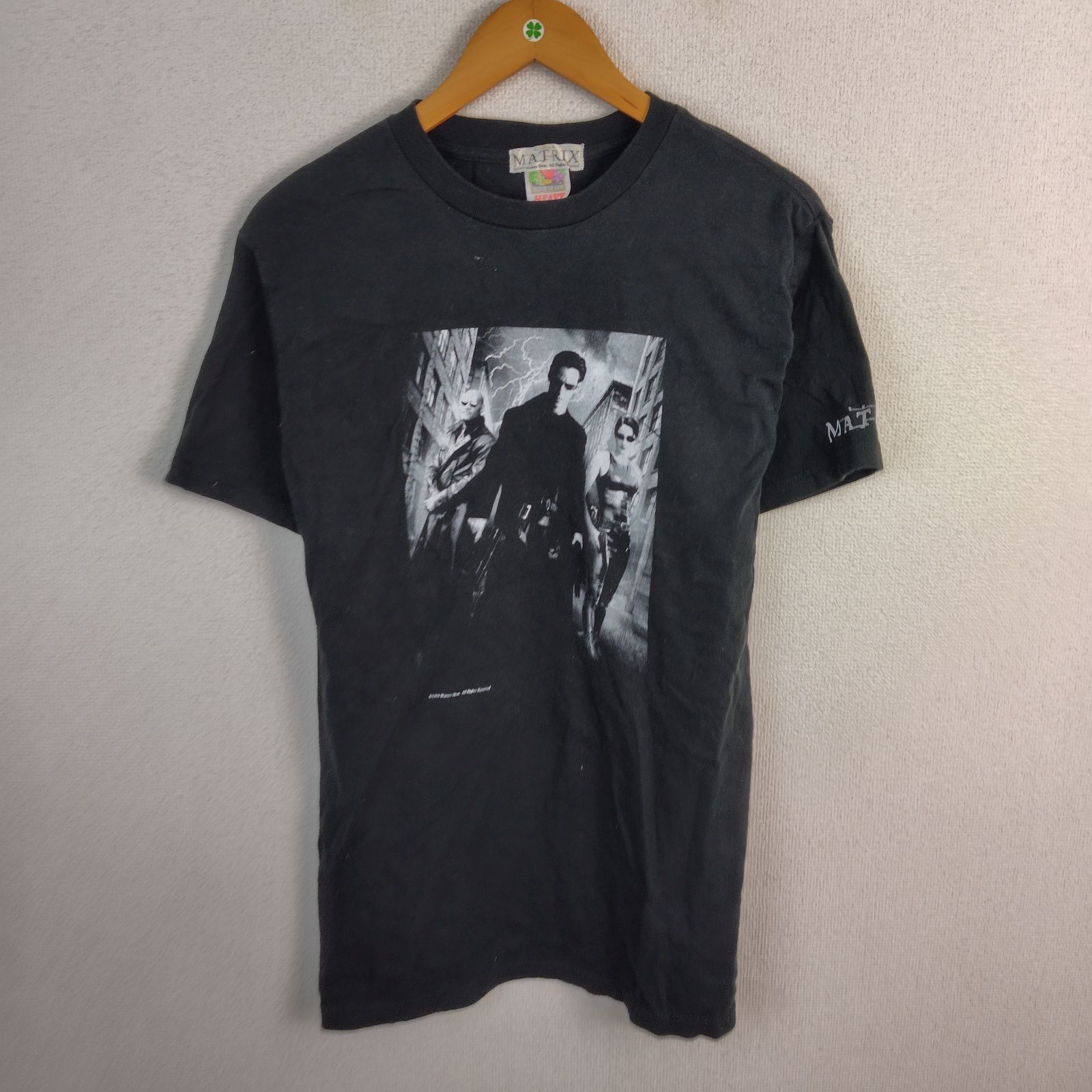 90s FRUIT OF THE LOOM フルーツオブザルーム 半袖Tシャツ MATRIXプリント ブラック メンズ 古着 ストリート ナード系