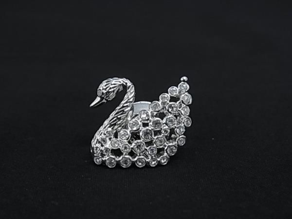 ■美品■ SWAROVSKI スワロフスキー ラインストーン スワン ピンブローチ ピンバッチ アクセサリー レディース シルバー系 DD9743