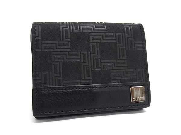 dunhill ダンヒル ディーエイト PVC×レザー コインケース コインパース カードケース 小銭入れ メンズ ブラック系 DN0733