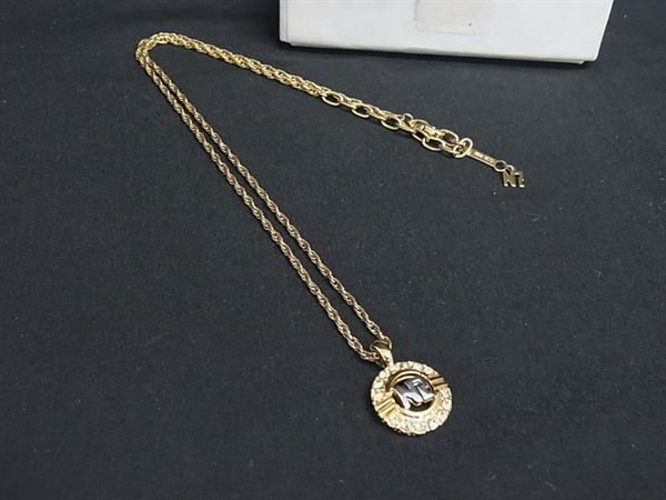 ■美品■ NINA RICCI ニナリッチ ラインストーン ネックレス ペンダント アクセサリー レディース ゴールド系×シルバー系 DN1132