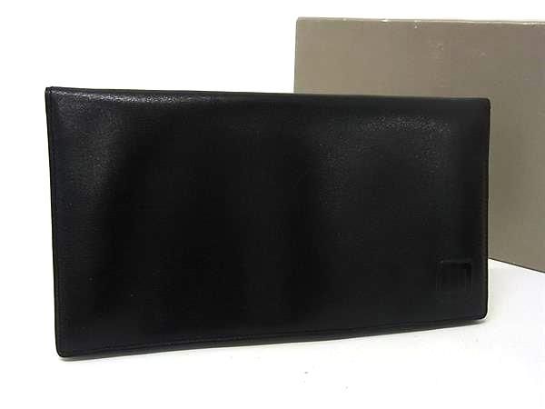 ■美品■ dunhill ダンヒル レザー 二つ折り 長財布 ウォレット 札入れ カード入れ メンズ ブラック系 DN1178