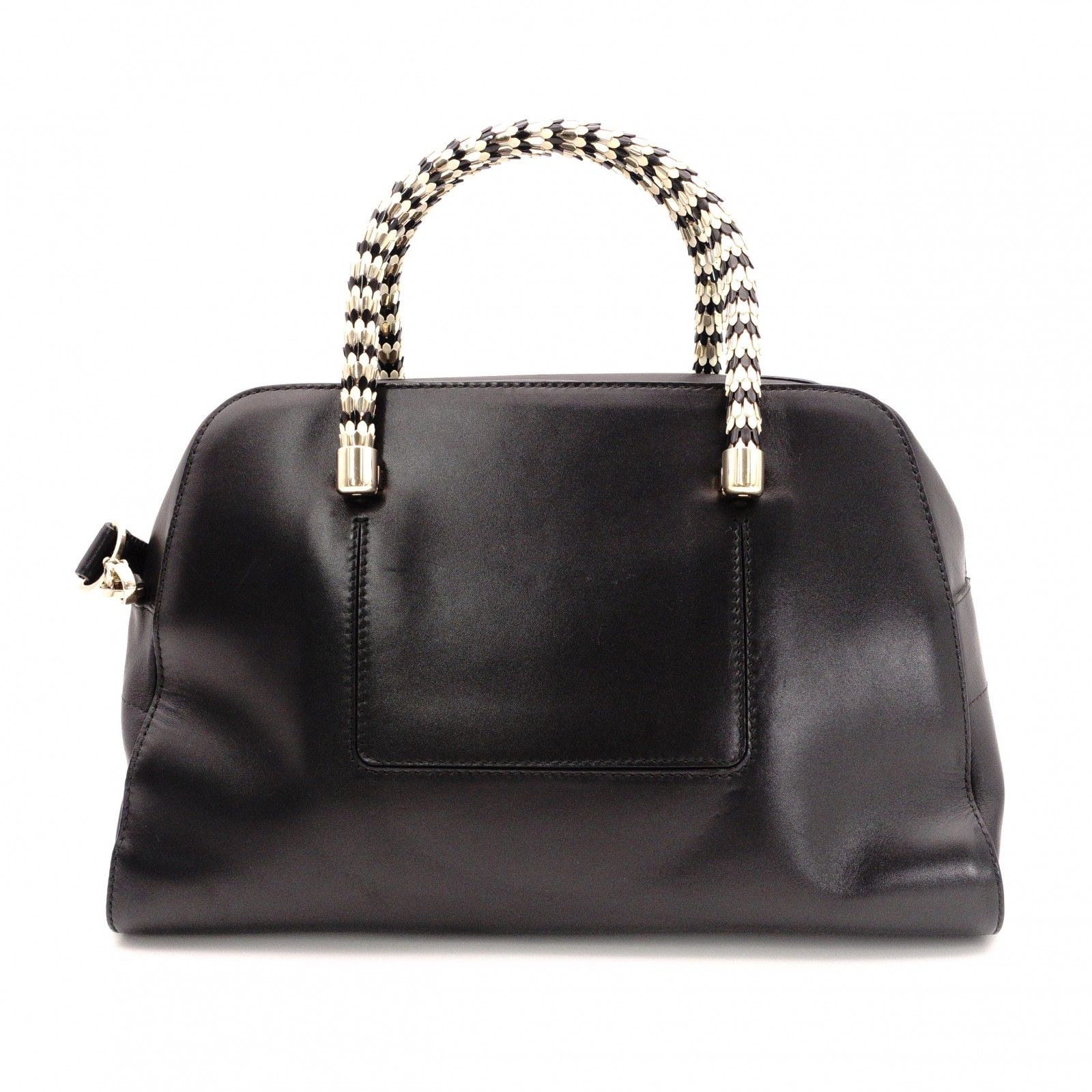 BVLGARI ブルガリ スカリエ セルペンティ ハンドバッグ レザー 2way 黒
