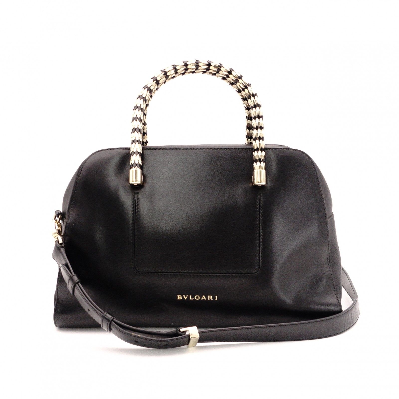 BVLGARI ブルガリ スカリエ セルペンティ ハンドバッグ レザー 2way 黒