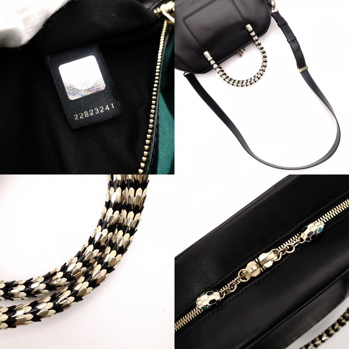 BVLGARI ブルガリ スカリエ セルペンティ ハンドバッグ レザー 2way 黒
