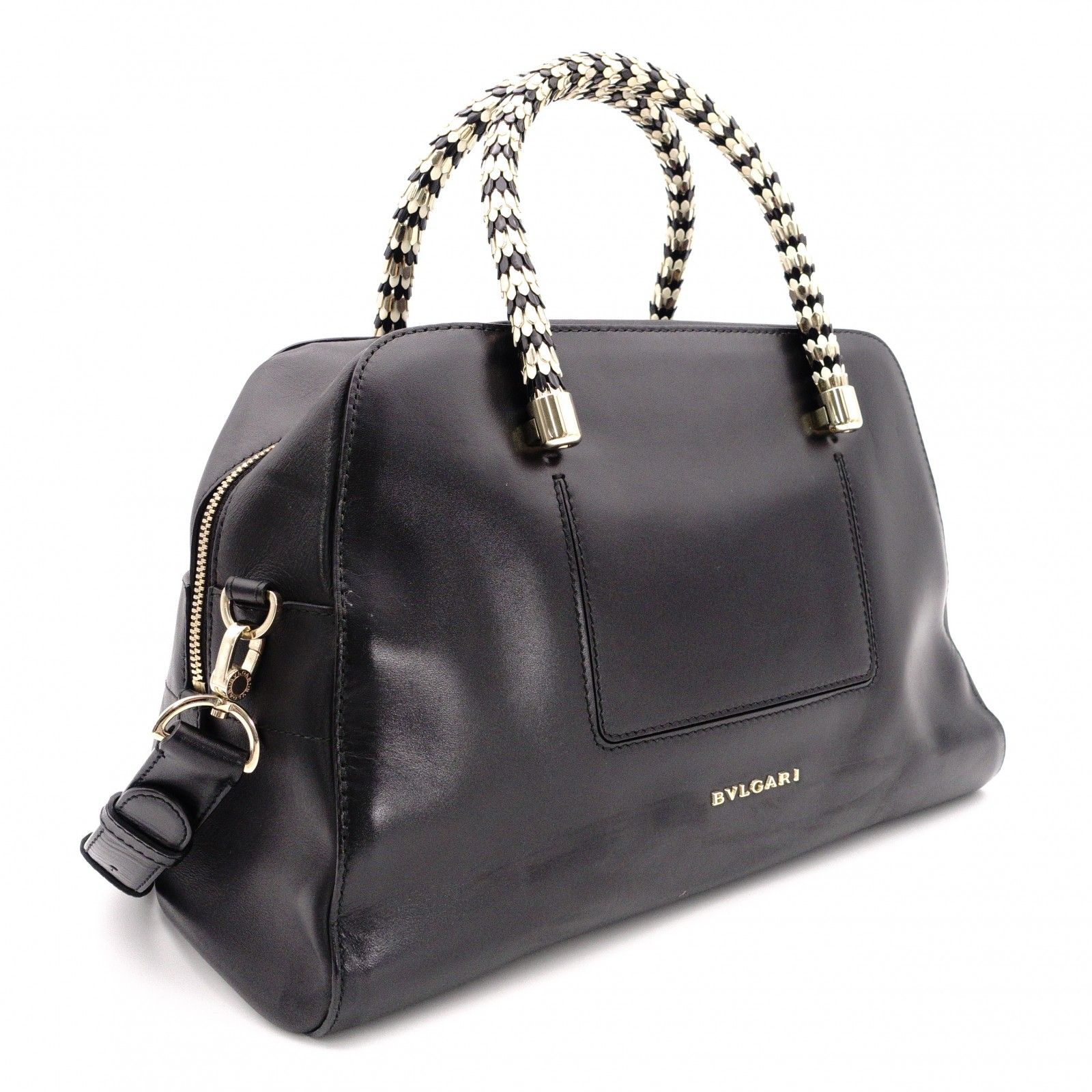 BVLGARI ブルガリ スカリエ セルペンティ ハンドバッグ レザー 2way 黒 