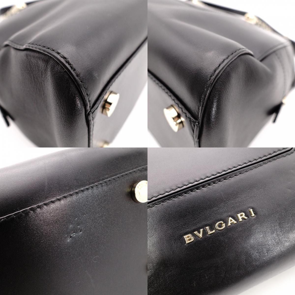 BVLGARI ブルガリ スカリエ セルペンティ ハンドバッグ レザー 2way 黒