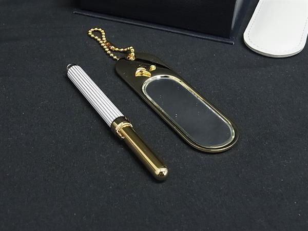 ■美品■ MIKIMOTO ミキモト 本真珠 アコヤ真珠 パール 約3mm リップブラシ ミラー 鏡 2点セット ホワイト系×ゴールド系 DN1231