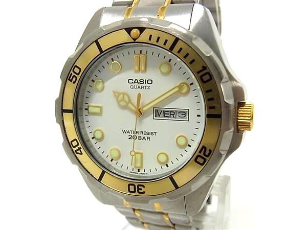 ■稼働品■ CASIO カシオ EF-200 SS クォーツ 20気圧防水 腕時計 ウォッチ メンズ シルバー系×ゴールド系 DN1473