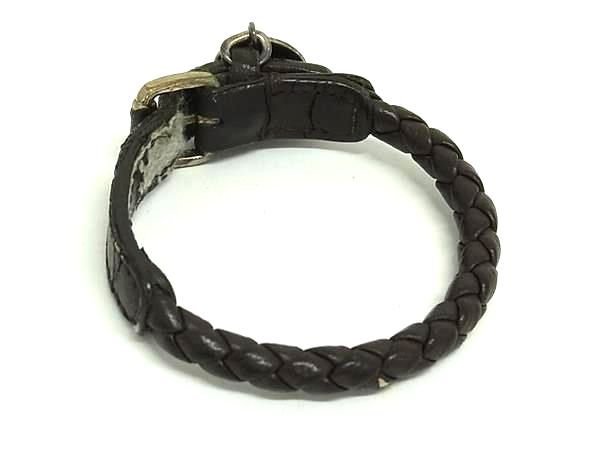BOTTEGA VENETA ボッテガヴェネタ イントレチャート レザー ブレスレット アクセサリー メンズ ダークブラウン系 DN1622