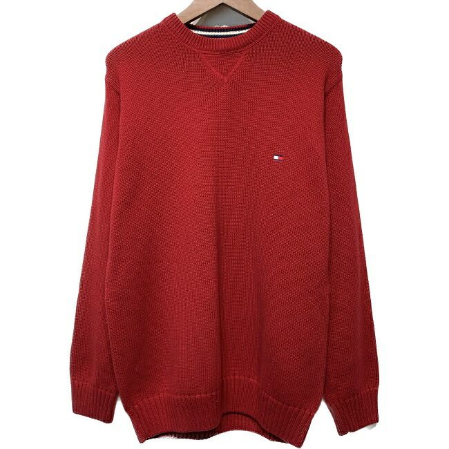 【中古】　TOMMY HILFIGER　長袖セーター　コットン　ワンポイントロゴ　クルーネック　無地　84963103　古着　/0126