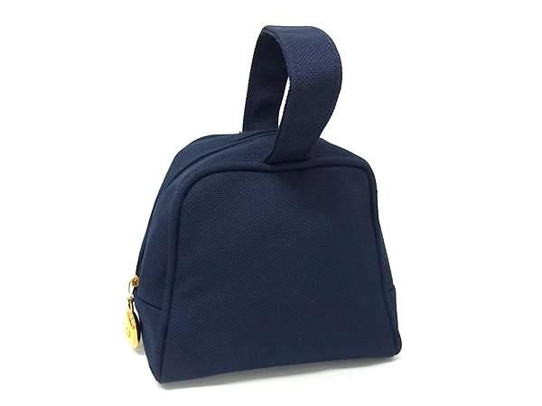 ■極美品■ ChristianDior クリスチャンディオール キャンバス マルチポーチ マルチケース 小物入れ レディース ネイビー系 DN1446