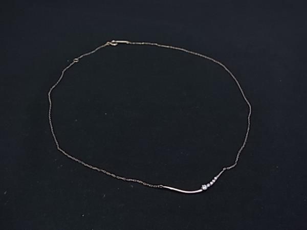 ■美品■ 4℃ ヨンドシー SV925 ラインストーン ネックレス ペンダント アクセサリー レディース ピンクゴールド系 DN1797