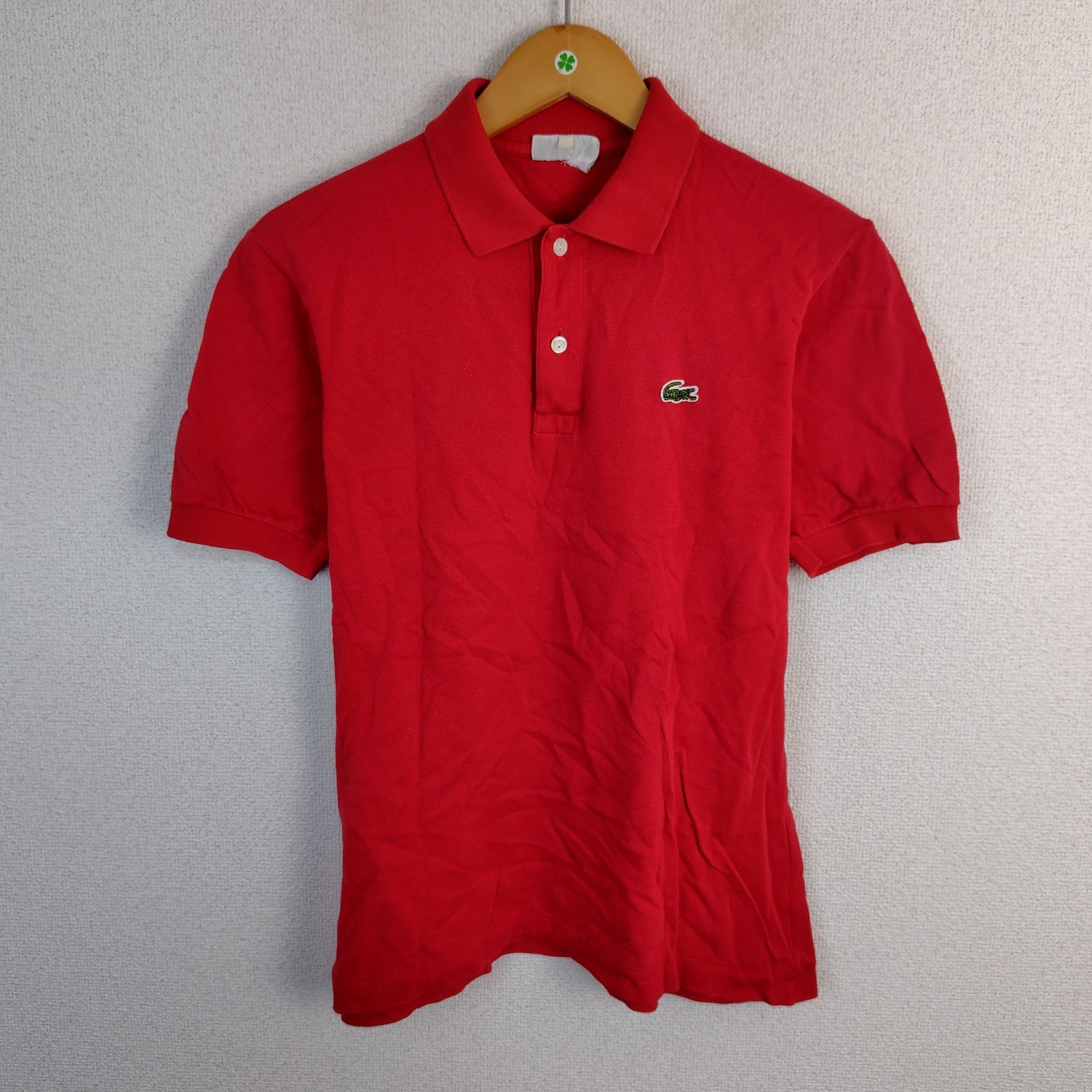 CHEMISE LACOSTE シュミーズラコステ 半袖ポロシャツ ワンポイント刺繍ロゴ レッド 古着 レトロ スポーツMIX