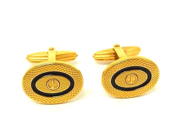 ■美品■ dunhill ダンヒル カフリンクス カフスボタン アクセサリー メンズ ゴールド系×ブラック系 DN1957