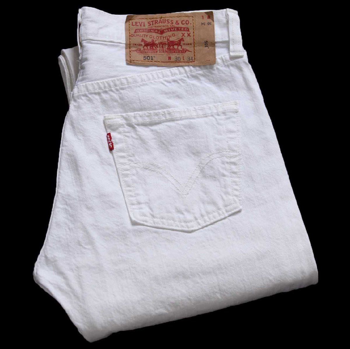 00s トルコ製 Levi'sリーバイス 501 ダメージ加工 ホワイト デニムパンツ W30 L34★SDP4423 ユーロ ジーンズ ストレート リペア