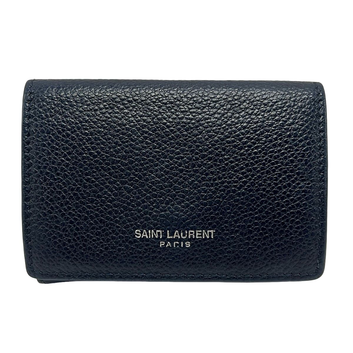 SAINT LAURENT PARIS(サンローランパリ) 3つ折り財布美品 タイニー ウォレット 459784 ネイビー レザー