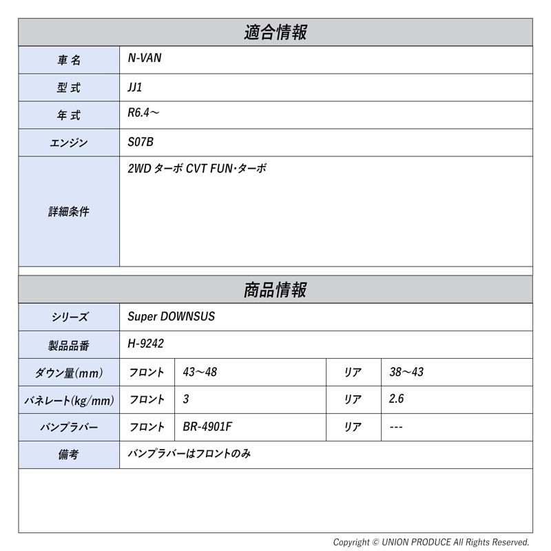 エスペリア]N-VAN JJ1 / 2WD ターボ(R6.4～)用スーパーダウンサス