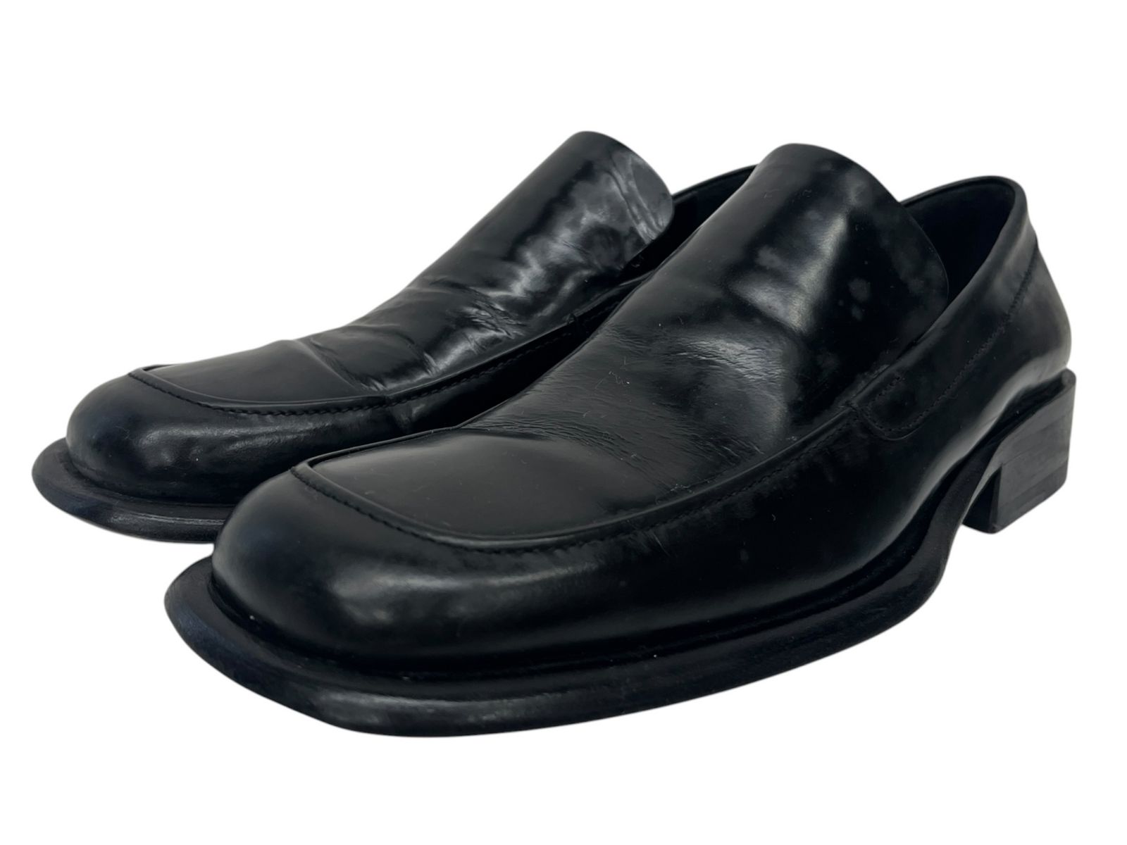GUCCI (グッチ) スクエアトゥ レザー ローファー イタリア製 US8.5 ブラック メンズ/028