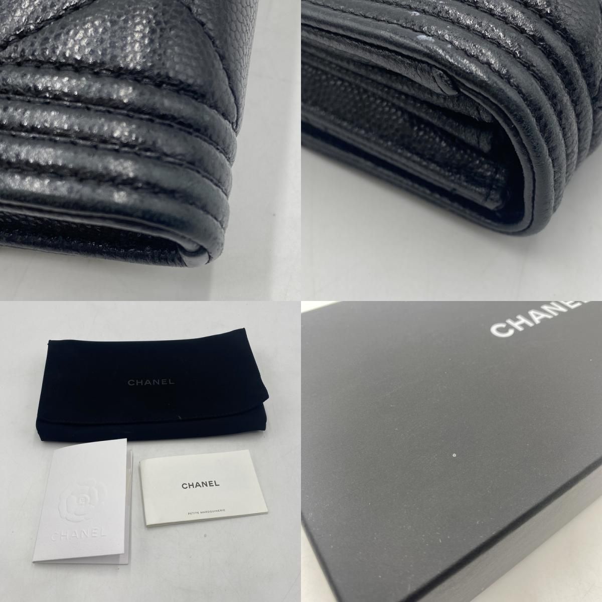 中古品】 CHANEL シャネル A80286 キャビアスキン ボーイフラップ 