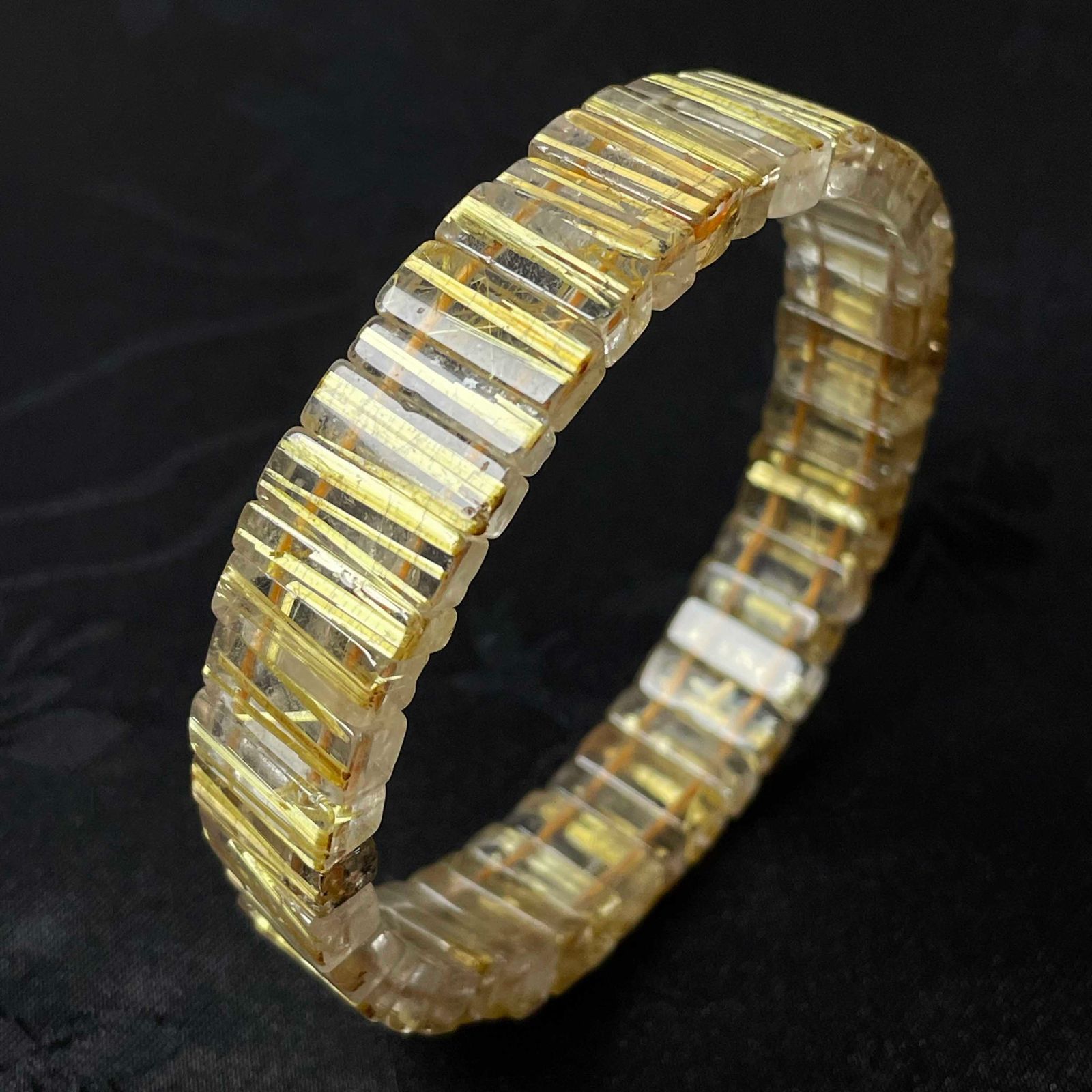 天然石☆【110Aタイチンルチル】☆バングル 黄金針水晶 天然石 12.6