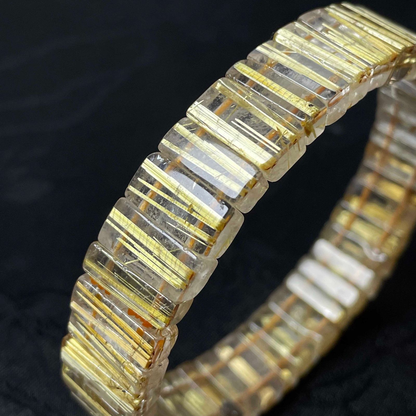 天然石☆【110Aタイチンルチル】☆バングル 黄金針水晶 天然石 12.6