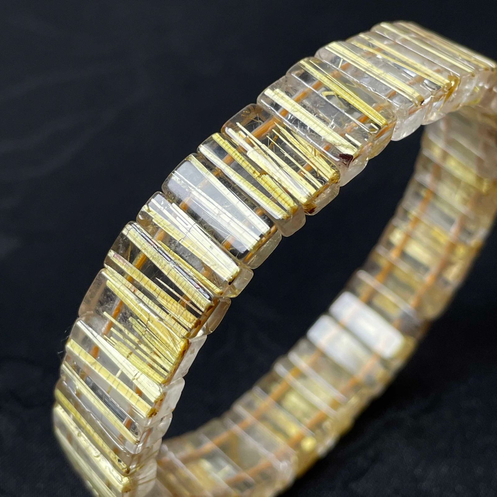 天然石☆【110Aタイチンルチル】☆バングル 黄金針水晶 天然石 12.6