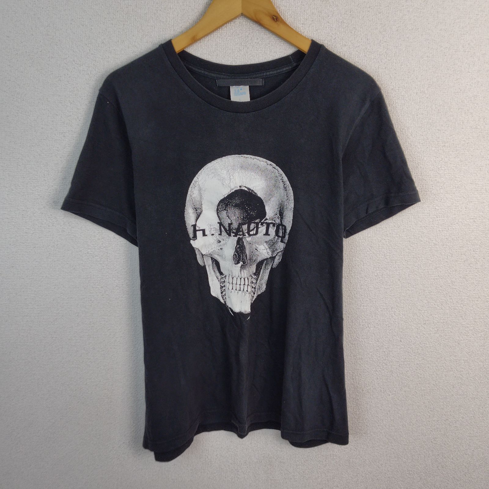 h.NAOTO エイチナオト 半袖Tシャツ スカル アートプリント ブラック L 