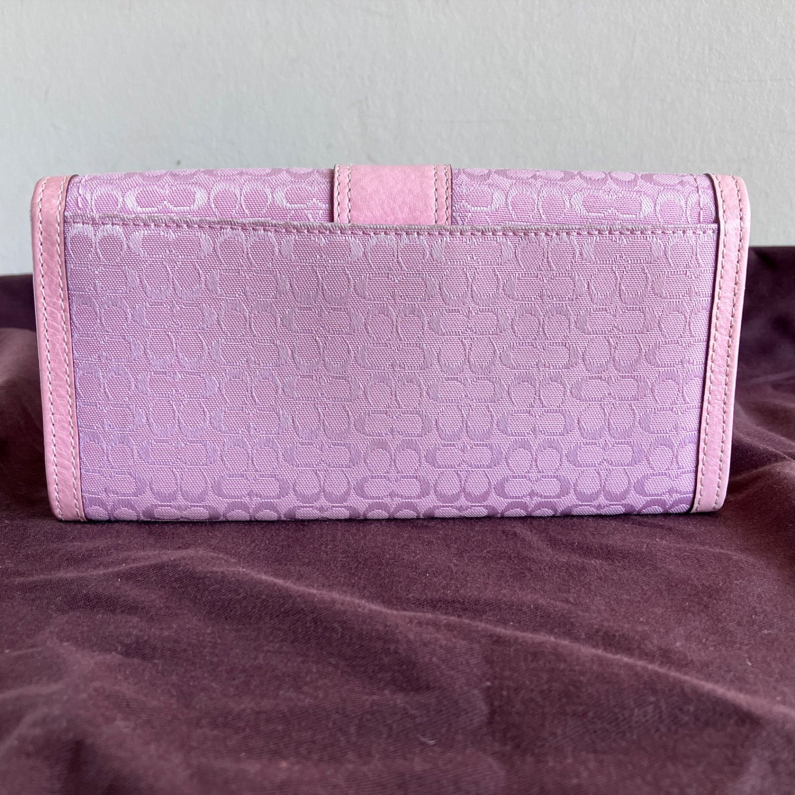 Coach Vintage Soho Multi Buckle Wallet Pink Signature Canvas