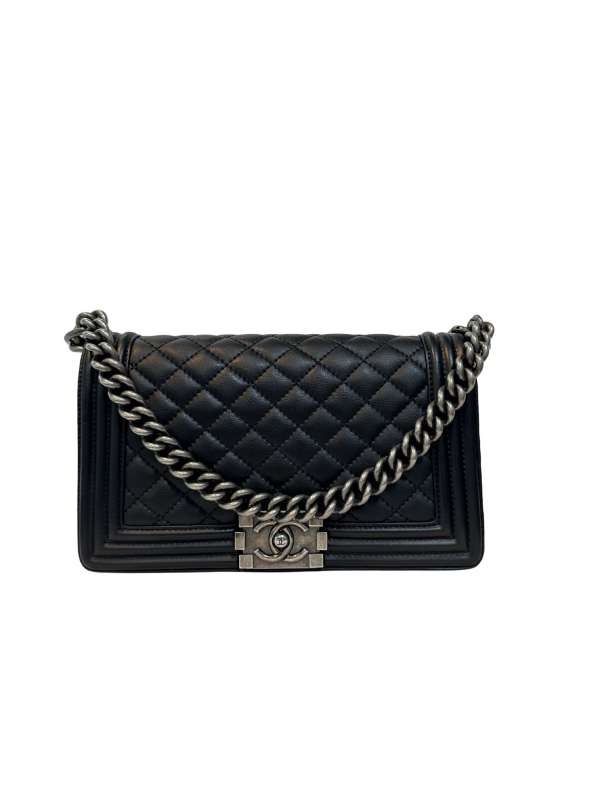 CHANEL　シャネル　ボーイシャネル25　レザー　SV金具　ブラック　ショルダーバッグ 【CN00030】