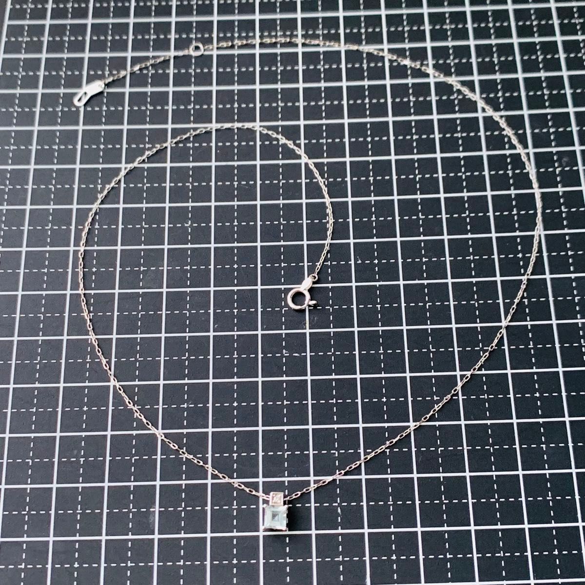 美品 k10 スタージュエリー ホワイトゴールド アクアマリン ネックレス ダイヤモンド スクエア STAR JEWELRY