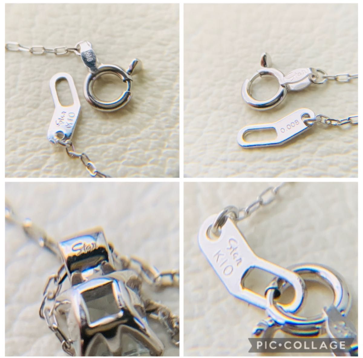 美品 k10 スタージュエリー ホワイトゴールド アクアマリン ネックレス ダイヤモンド スクエア STAR JEWELRY
