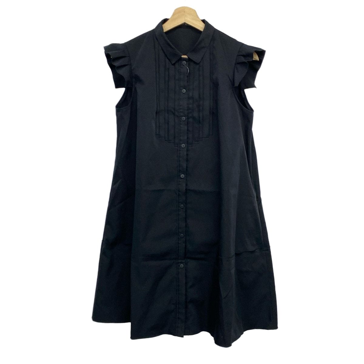 FOXEY NEW YORK(フォクシーニューヨーク) ワンピース サイズ42 L レディース美品 - 27232 黒 レギュラーカラー/半袖/ひざ丈/シャツワンピ 10,010円
