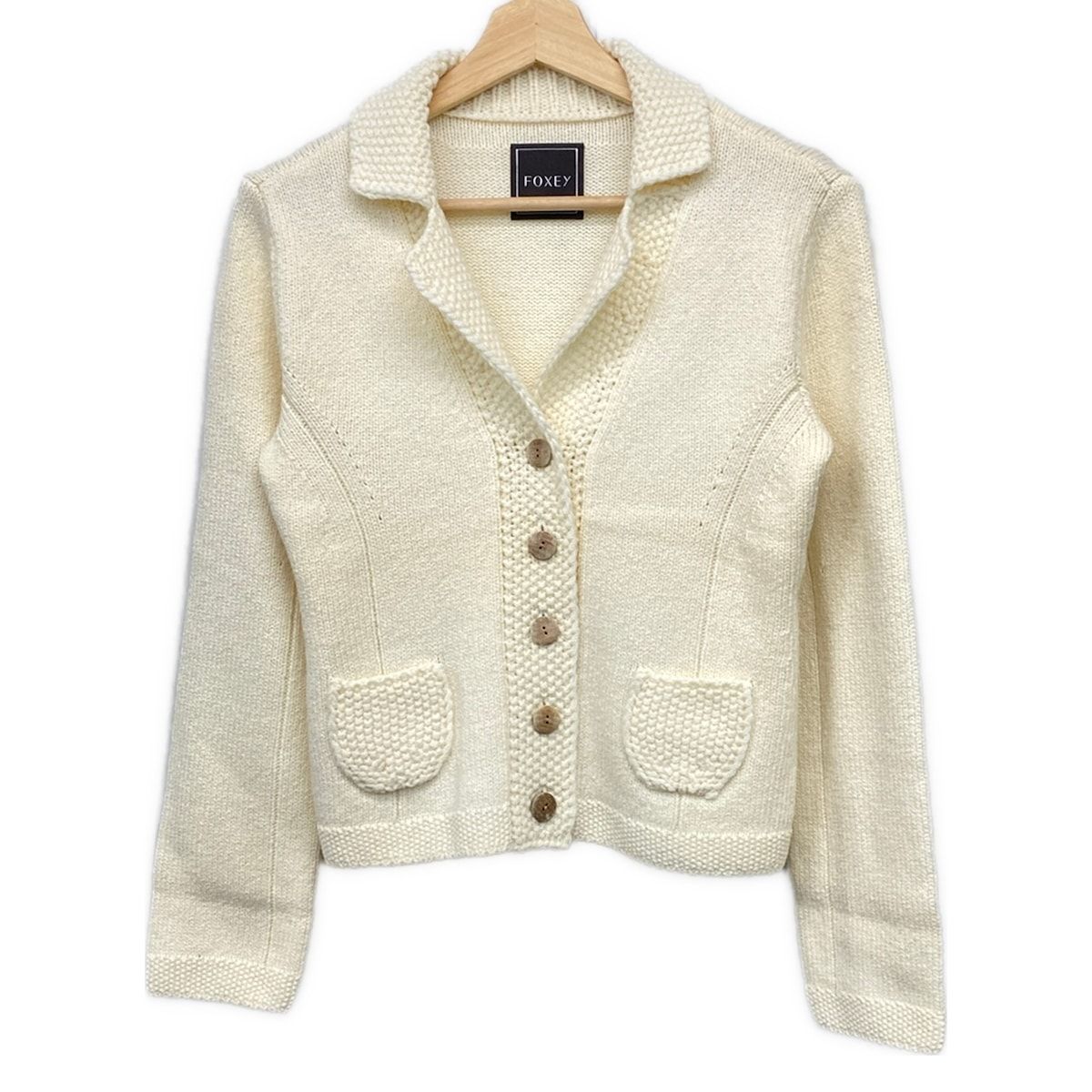 ★FOXEY/フォクシー　レーヨンポリエステルスクエアカーディガン40 FOXEY(フォクシー) カーディガン サイズ40 M レディース美品 - 35299