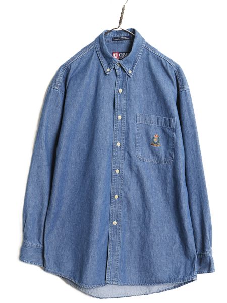 90s チャップス ラルフローレン 長袖 ボタンダウン デニム シャツ メンズ M / オールド 長袖シャツ ワンポイント カジュアル ポケット付き 6,640円