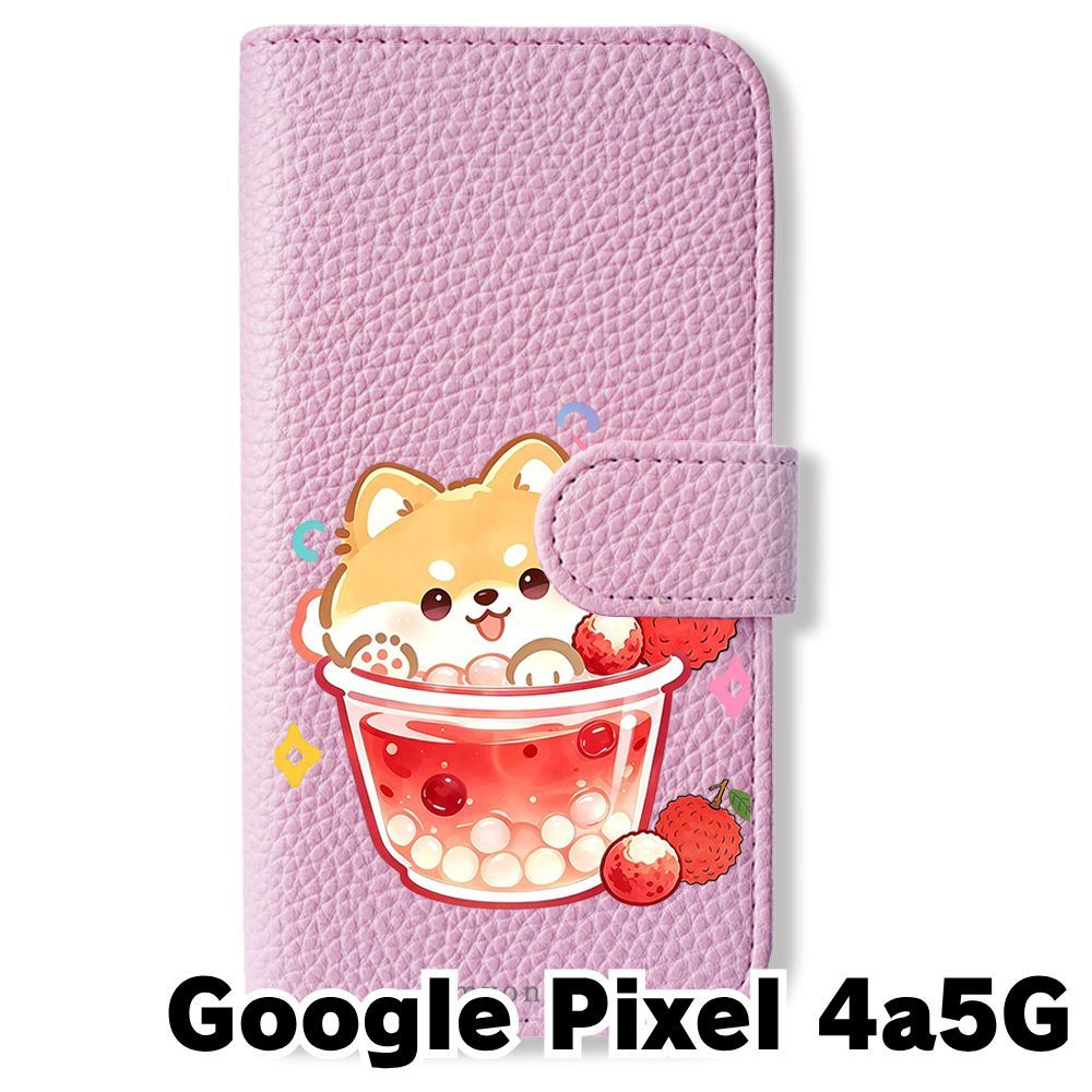 ★あお☆りんご★GPSケース いちご&ほいっぷ犬 ピンク 新品未使用】 Google pixel 4a 5G 手帳型スマホ ケース カバー (色